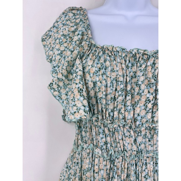NWT Easel Los Angeles Floral Tiered Midi Dress Smocked Ruffle M cottagecore boho - Picture 6 of 9